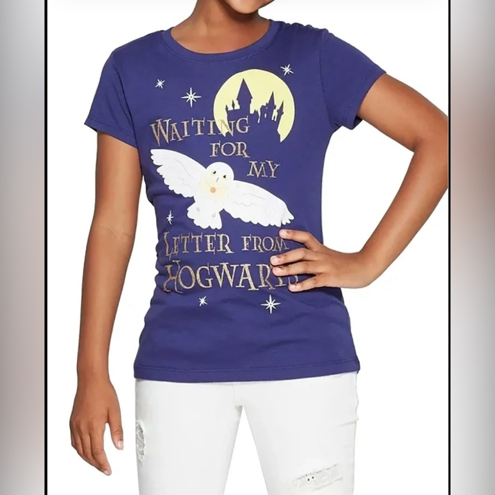 Harry Potter Navy Blue Hogwarts Letter Women's Top